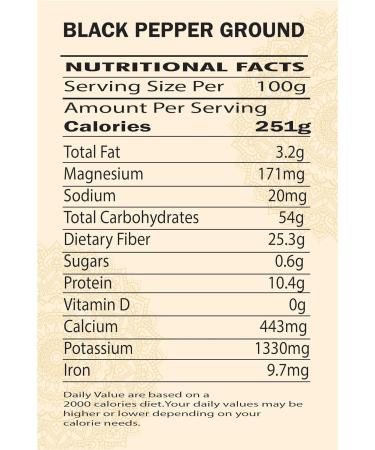 Black Pepper Ground (100g/3.52oz) - Premium Quality Piper Nigrum Powder - Buy Online on GoSupps.com