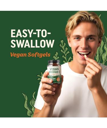 Vegan Omega 3 Algae Oil | Plant Based DHA EPA | Sustainably Sourced No Carrageenan Non GMO | Heart Brain and Eye Health | Fish Oil Alternative | Algae Omega 3 Supplement | 60 Softgel Capsules 60 Count (Pack of 1) Capsules - Buy Online on GoSupps.com