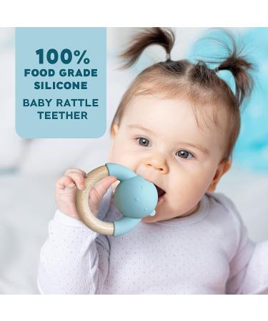 Generic Teething Toy for Babies 6-12 Months - Beech Wood Baby Teether Ring - Silicone Teether for Boys and Girls 4 Months and Up - Buy Online on GoSupps.com