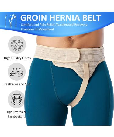 Inguinal Hernia Belt for Men and Women - Adjustable Support for Unilateral/Bilateral Hernias - Medium Size - Buy Online on GoSupps.com