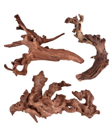 majoywoo Natural Coral Driftwood for Aquarium Decor Fish Tank Decorations, Assorted Driftwood Branch 6-10" 3 Pcs, Reptile Decor 6 to 10 Inch (Pack of 3)