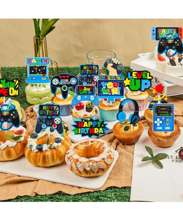 Video Game Cupcake Toppers 36pcs Game Party Cupcake Picks Game On Controllers Cake Picks Gamepad Birthday Party Decoration for Game Theme Baby Shower Supplies(Blue) - Buy Online on GoSupps.com