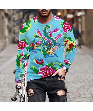 oelaio Mens Hipster Hiphop Tees - Fashion Floral Print Tshirts Long/Short Sleeve Urban Streetwear Animal Graphic Pullover - Buy Online on GoSupps.com