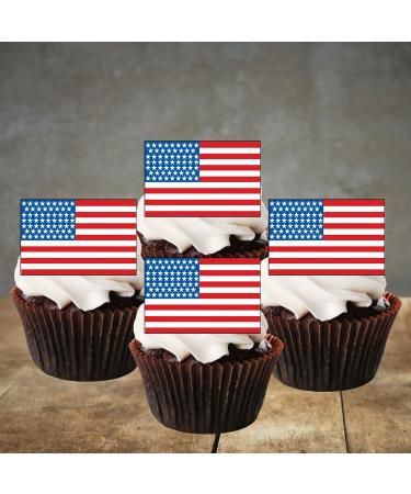 50 Edible American Flag Cupcake Toppers Mini USA Flag Cake Decorations Stars And Stripes Decorations Olympics Party Decorations World Flags 4th Of July Patriotic Independence Memorial Veterans - Buy Online on GoSupps.com