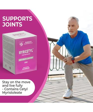 MYRICETYL - Natural Joint Support - with Powerful Cetyl Myristoleate Formula for Joint Health Support - Promotes Flexibility and Mobility. - Buy Online on GoSupps.com
