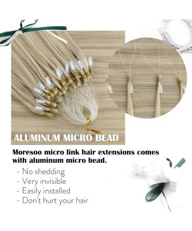 Moresoo Microring Extensions - Real Hair 50cm Blonde #P18/613 - Invisible Seamless Microlink Hair Extensions 1g/s (50g) - Buy Online on GoSupps.com