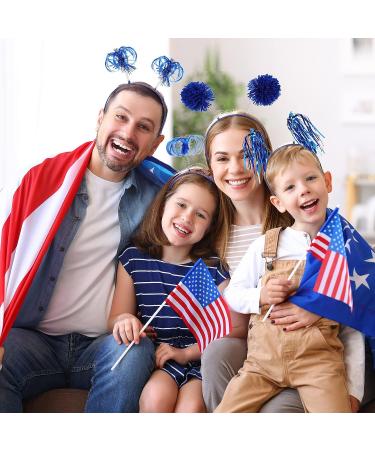 Patriotic Pom Pom Headband Set for 4th of July Celebration - 12 pcs Blue Headbands for Women, Girls, and Boys - Buy Online on GoSupps.com