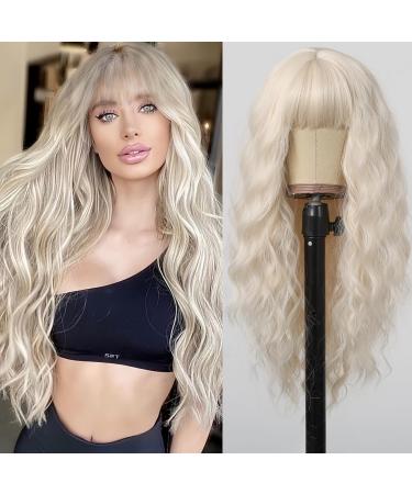 Testar long blonde wig for women curly wavy platinum wig with pony natural white hair heat -resistant synthetic wig for daily use of girls cosplay long natural blonde - Buy Online on GoSupps.com