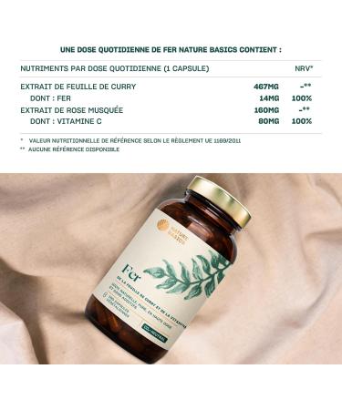 Nature Basics Natural Iron in Jar | 180 Highly Dosed Capsules | 14mg Iron & 80mg Vitamin C Per Capsule | Purely Made with Cu - Buy Online on GoSupps.com