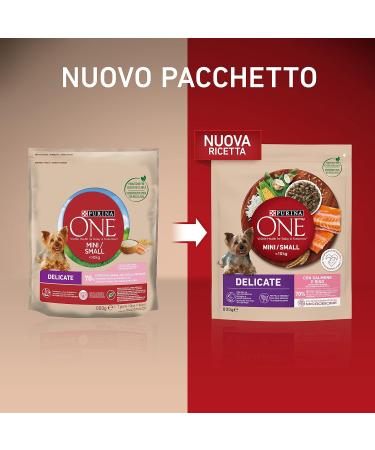 Purina One Mini Delicate Dog Food with Salmon and Rice for Dogs up to 10 kg 8 Bags of 800 g each - Buy Online on GoSupps.com