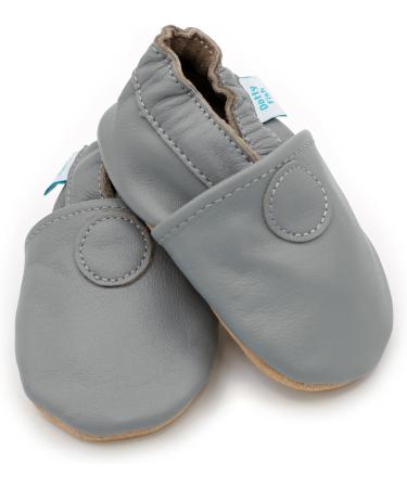Dotty Fish Soft Leather Baby Shoes | Toddler Boys Non-Slip Shoes | Soft Grey, 3-4 Years - Buy Online on GoSupps.com