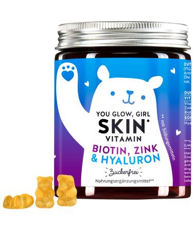 Hyaluron gummy bears - bright skin with 100mg of high -dose hyaluronic acid vitamin C zinc biotin - 60 pieces - sugar -free vitamin rubber - Bears with benefit