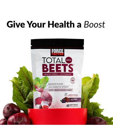 Force Factor Total Beets Energy Chews - Acai Berry Antioxidants, 325mg, 60 Count - Buy Online on GoSupps.com
