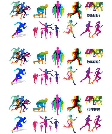 27 Stand Up Runner Running Themed Edible Wafer Paper Cake Toppers Decorations