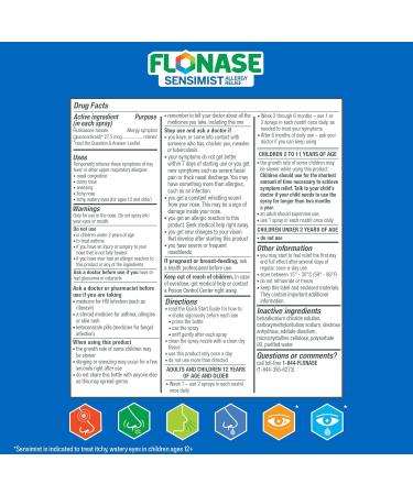Flonase Sensimist Allergy Relief Nasal Spray - Non-Drowsy 24HR Long Lasting Allergy Relief with Fine Scent-Free Mist - 120 Sprays Plus Bonus Pack of Tissues - Buy Online on GoSupps.com