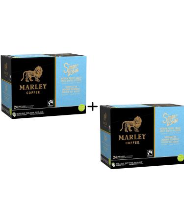 Marley Coffee Single Serve K-Cup Compatible Capsules Simmer Down Decaf Swiss Water Process Medium Roast 24 Count (Decaffeinated 2 Pack)