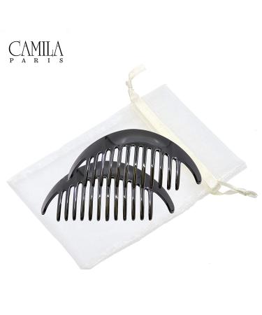 Camila Paris CP2872/2 French Hair Side Combs - Black Interlocking Combs for Women - Strong Hold Hair Clips for Bun Chignon Up-Do - Made in France - Buy Online on GoSupps.com
