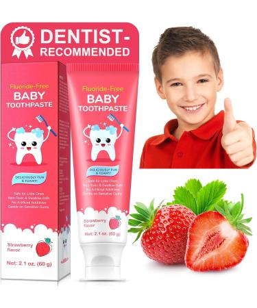 Fluoride-Free Baby Toothpaste for Ages 2-3 Natural Fruit-Flavored Mild Formula Pea-Sized Amount for Developing Teeth 2.1 oz (60g) (2 Pack Strawberry) Strawberry 2.1 Ounce (Pack of 1) - Buy Online on GoSupps.com
