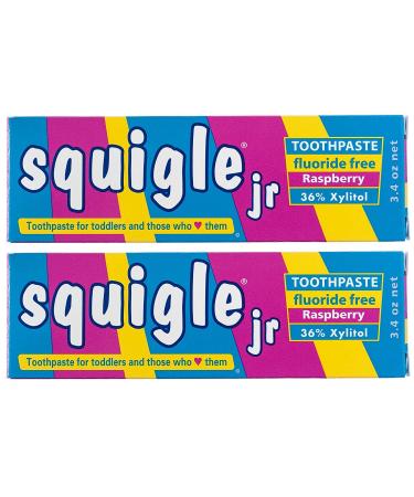 Squigle Jr Toothpaste (for Infants Toddlers) Travel Toothpaste Prevents Cavities Canker Sores Chapped Lips. Soothes Protects Dry Mouths. Stops Tooth Sensitivity No SLS - 2 Pack