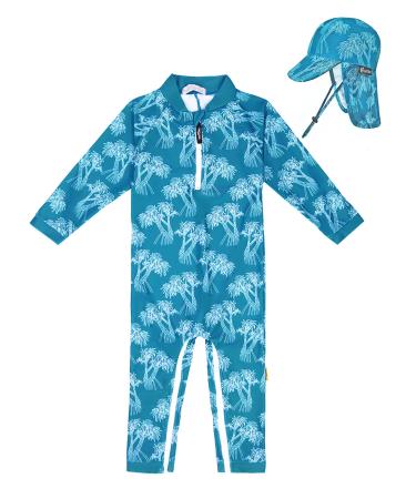 weVSwe Baby Toddler Boy Swimsuit UPF 50+ Sun Protection Rash Guard Swimwear with Crotch Zipper 0-3 Years 6-12 Months Palm Tree
