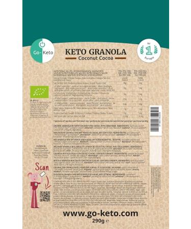 Go-Keto BIO Keto Granola Coconut Chocolate 290g - Muesli Keto pour un petit d jeuner Keto avec chips de noix de coco noix graines de tournesol & p pins de courge v g talien sans gluten - Buy Online on GoSupps.com