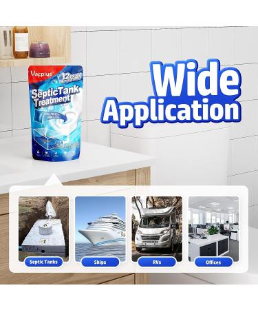 Vacplus Septic Tank Treatment 12 Pcs - 1-Year Supply | Dissolvable Enzyme Packs for Septic Tanks | Biodegradable & Durable Formula | Eliminates Wastes, Greases & Odors - Buy Online on GoSupps.com