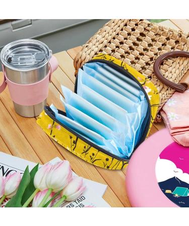 Stylish Menstruation Pad Bag with Zipper - Women s Napkin & Tampon Collection Bag in Floral Design (Pink White Yellow Background) - Buy Online on GoSupps.com