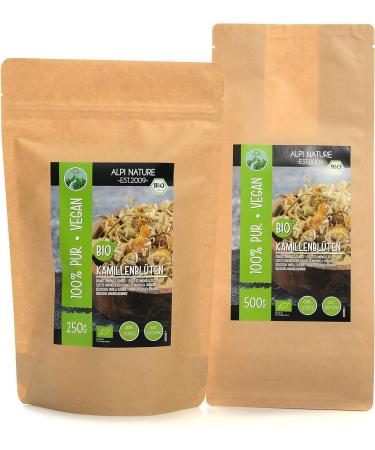 Organic chamomile loose tea (250g 8.8oz) organic chamomile tea whole chamomile flowers gently dried from controlled organic cultivation laboratory-tested 250 GR (8.8oz) - Buy Online on GoSupps.com