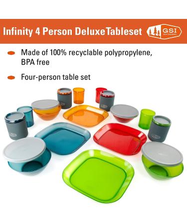 GSI Outdoors Infinity 4 Person Deluxe Table Set - Multicolor, Durable & Break Resistant Plates, Bowls, Mugs & Cups - Buy Online on GoSupps.com