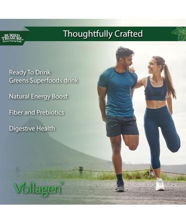 Buried Treasure Green20 Fusion Superfood Blend with Vollagen for Skin, Hair, and Joint Support, Plant-Based, Vegan, Non-GMO Gluten-Free, Dairy-Free, Soy-Free, 32oz Liquid - Buy Online on GoSupps.com