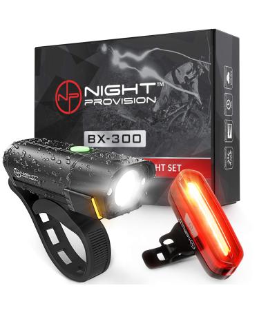 BX-300 Rechargeable Bike Light Set - Powerful Front and Back Lights, Bicycle Accessories for Night Riding, Cycling Safety Best Headlight with USB Tail Rear for Adults Kids Men Women Road Mountain Charcoal
