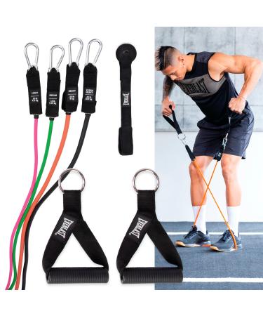 Everlast FIT Power Cable Elite Resistance Set - Light Medium Heavy and Extra Heavy Exercise Bands Premium Latex Door Anchor Rubber Handles Carry Bag Included - at-Home Gym Strength Training