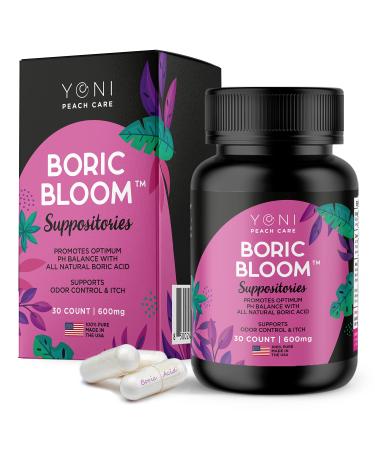 Boric Acid Suppositories - Vaginial Suppository Bacterial Vaginosis, pH Balance for Women Pills, Odor Control, Feminine Care Hygiene Capsules - Made in USA - 1 Pack (30 Count) 30 Count (Pack of 1)