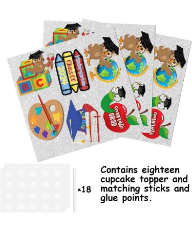 18pcs Glitter Drawing Block Dessert Cupcake Topper Congrats Kindergarten Grad Theme Decorations 2024 Preschool Graduation Party Decor Supplies - Buy Online on GoSupps.com