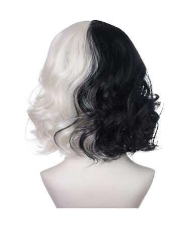 AMZCOS Black & Light Blonde Wig with Necklace | Cosplay Costume Short Corrugated Bob Wig for Women | Perfect for Halloween Parties - Buy Online on GoSupps.com