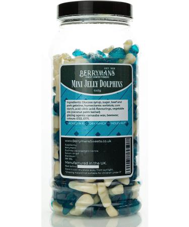 Berrymans Sweet Shop Mini Jelly Dolphins Retro Gummy Sweets Gift Jar - Classic Traditional Taste - Buy Online on GoSupps.com
