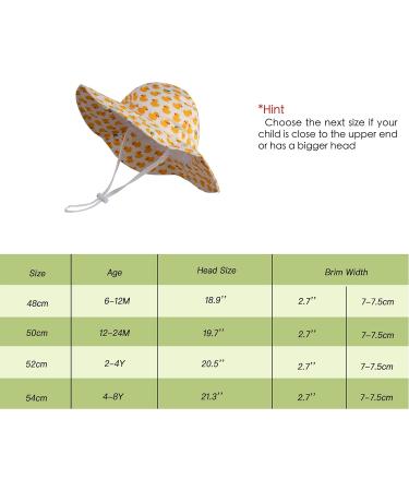 Lovely Duckling-yellow Baby Girls Sun Protection Hat | Adjustable Wide Brim Toddler Kids Hat for Beach Play | 6-12 Months - Buy Online on GoSupps.com