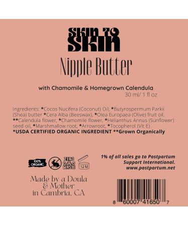 Skin to Skin Organic Nipple Butter 30ml | Natural Breastfeeding Balm | Handmade Skincare with Calendula Chamomile & Beeswax - Buy Online on GoSupps.com