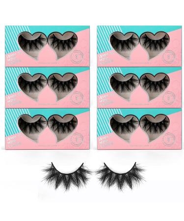 6 Pairs 18mm Mink Lashes 3D Real Mink Eyelashes Natural Look False Eyelashes 100% Handmade 6D Fluffy Soft Reusable Full Volume Strip Eye Lashes (Honey) 6Pairs 18mm Honey