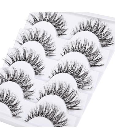 Lanflower Cat Eye False Eyelashes - Natural Look, Clear Band, 5 Pairs, 14MM Wispy Tapered Ends - Buy Online on GoSupps.com