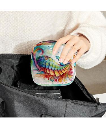 Watercolor Seahorse Sanitary Napkin Storage Bag - Portable Period Pouch for Women & Teens | Multi-colored - Buy Online on GoSupps.com