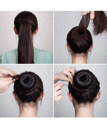 9 Pieces Donut Hair Bun Maker Shaper Foam Sponge Doughnut Bun Ring Style Set with 12 Pieces Hair Elastic Bands Ties and 50 Pieces Hair Bobby Pins for Women Girls Kids (Black Brown and Beige) - Buy Online on GoSupps.com