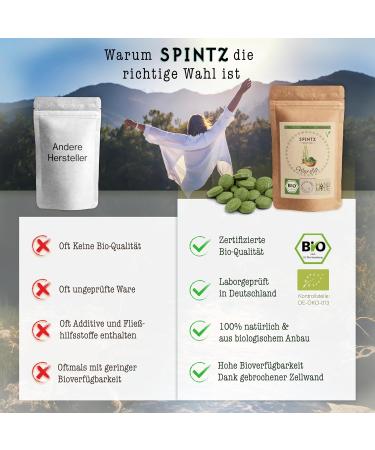 Spintz 1000 Pcs Vegan Chlorella Tablets 500mg | Bio Pressed Plastic-Free & Sustainably Packaged | 100% Organic Cultivation - Buy Online on GoSupps.com