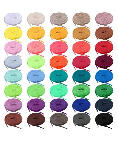 BQTQ 40 Pairs Colored Shoe laces Flat Shoelaces Multipack Shoestrings for Sneakers Skates Sport Shoes Boots (40 Colors) 45 inches