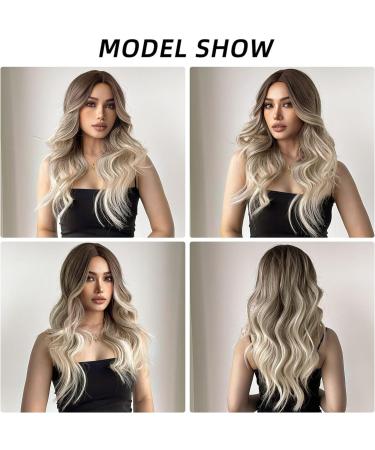 Esmee Long Wavy Ombre Brown to Blonde Synthetic Wig - 24 Inches | Heat Resistant for Daily Party & Cosplay - Buy Online on GoSupps.com