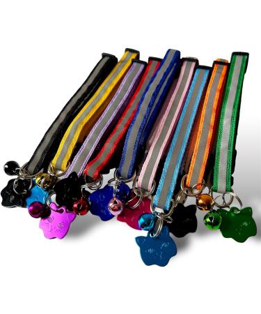 MHS Cat ID Tag Reflective Cat Collar with Bell Cat Tags for Pets Engraved ID Tag Personalised Cat Name Tags Customised Cat ID Tags (Black Tag + Orange Collar) - Buy Online on GoSupps.com