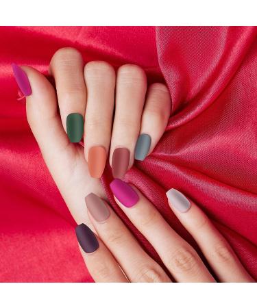Matte Ballerina False Nails Set with Crystal File - 288pcs Medium Full Cover Acrylic Coffin Nails - Buy Online on GoSupps.com
