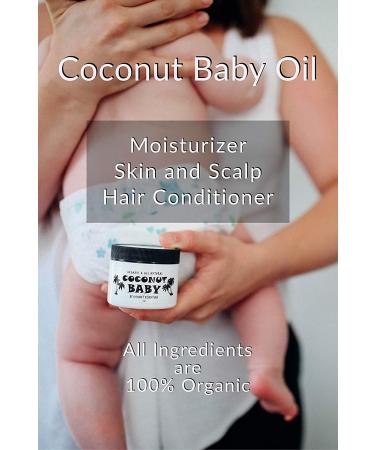 Organic Coconut Baby Oil for Hair & Skin - All Natural, Moisturizing, Gentle Massage Oil - Infused with Sunflower & Grape Seed Oils - 2 fl oz - Buy Online on GoSupps.com