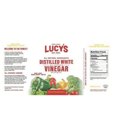 Lucy's Family Owned Natural Distilled White Vinegar 32oz Bottle (Pack of 2) - 5% Acidity - 64oz Total - Buy Online on GoSupps.com