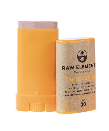 Raw Elements Tinted Face Stick SPF 30+ | Natural Mineral Sunscreen with Non-Nano Zinc Oxide | Reef Safe, Non-GMO, Cruelty Free | 95% Organic, Very Water Resistant | Moisturizing | All Ages Safe | 0.5oz - Buy Online on GoSupps.com